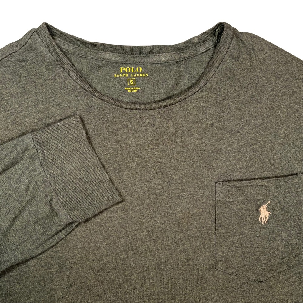 Polo Ralph Lauren Pocket Tee Mens Small‎ Olive Green Long Sleeve Cotton Shirt